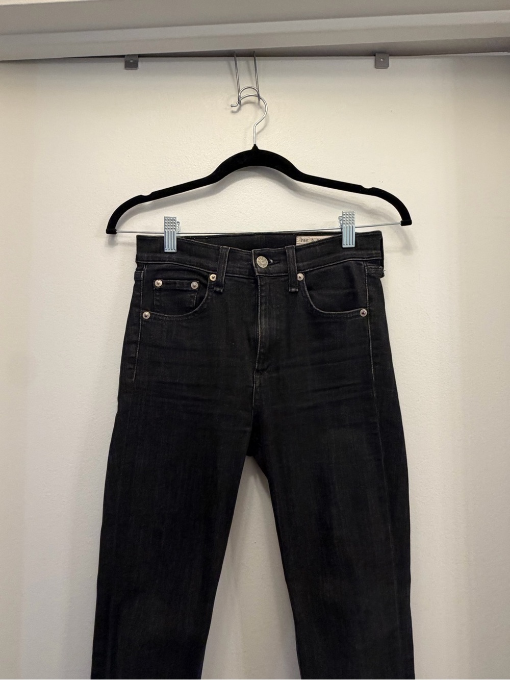 rag & bone High Rise Ankle Skinny Black Jeans Size 24